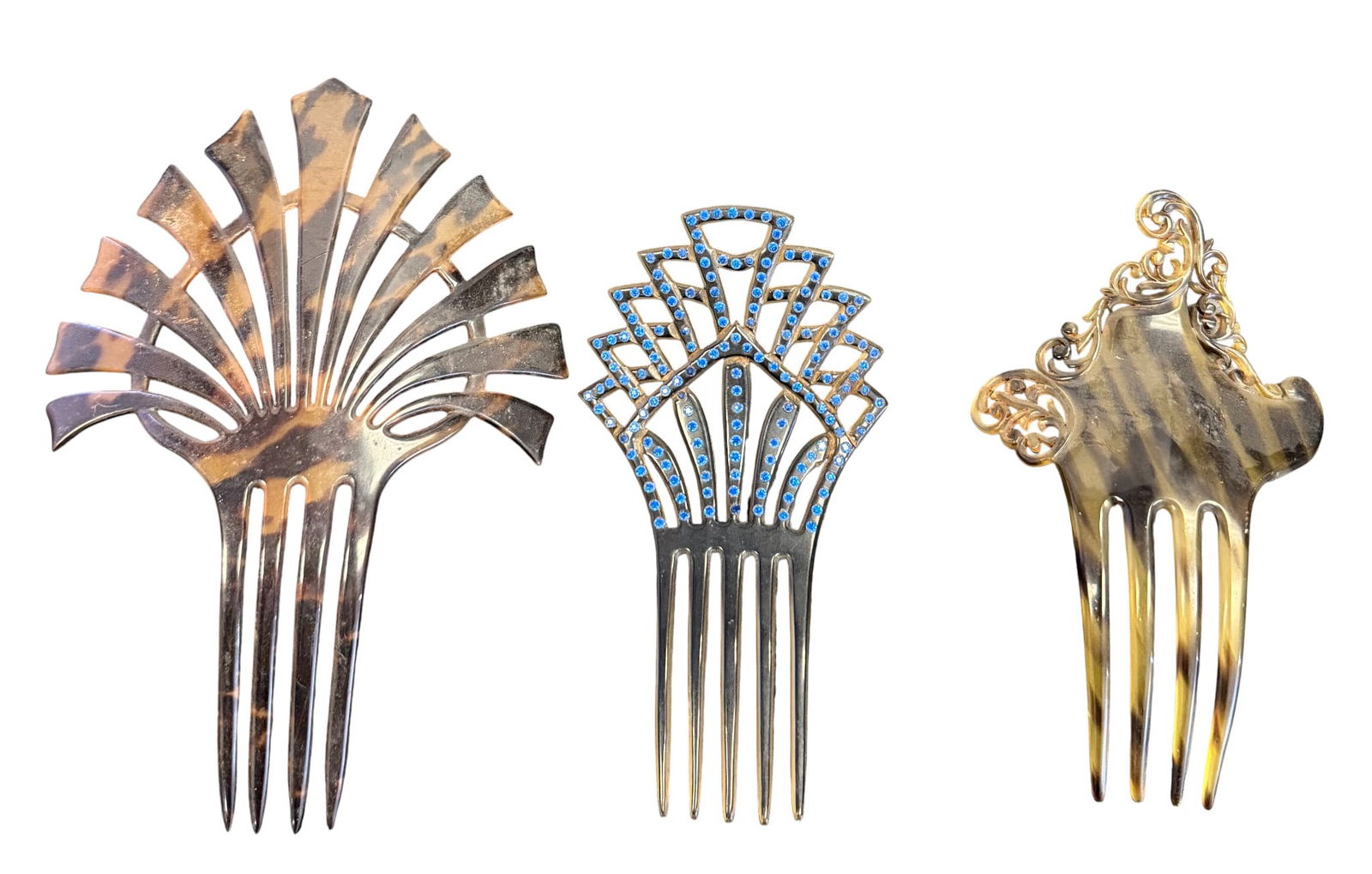 (3) Victorian Faux Tortoise Shell Hair Combs (1 of 3)