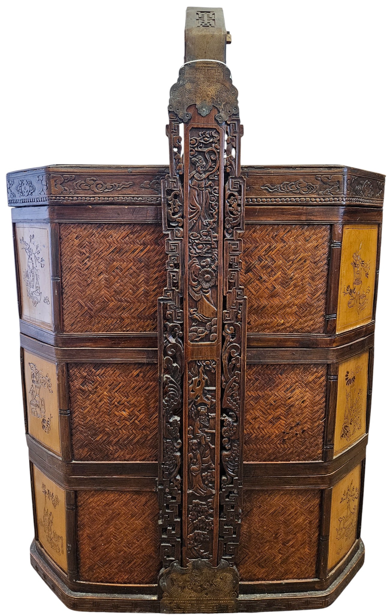 Antique (3)-Tier Chinese Bamboo Wedding Basket (1 of 10)