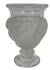 Lalique Ermenonville Clear & Frosted Swirl Pedestal Vase