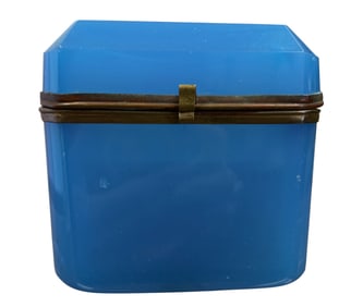 19th Century French Blue Opaline Glass Casket Box