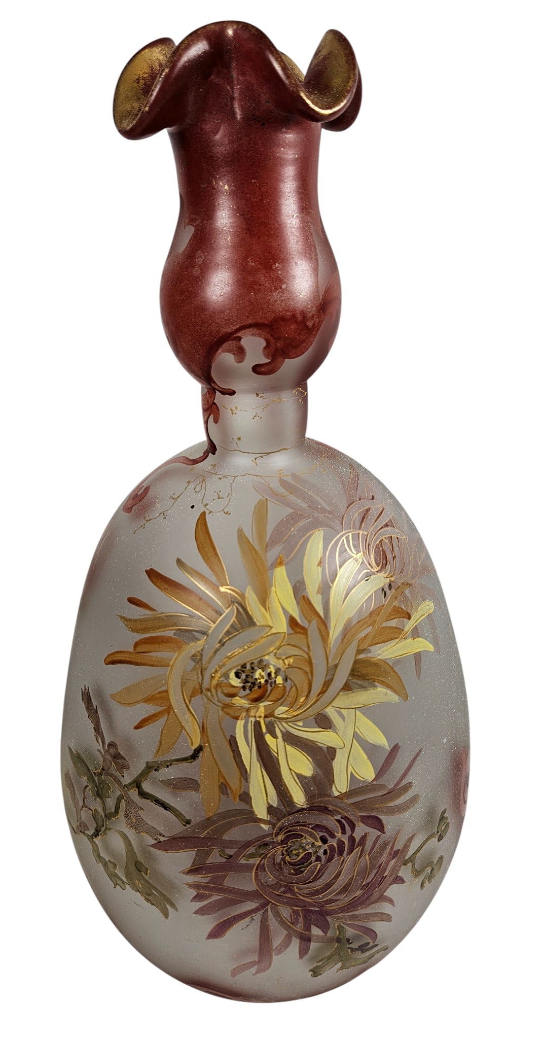 Mt. Washington Glass Company Royal Flemmish Gilt Decorated Satin Glass Vase (1 of 7)