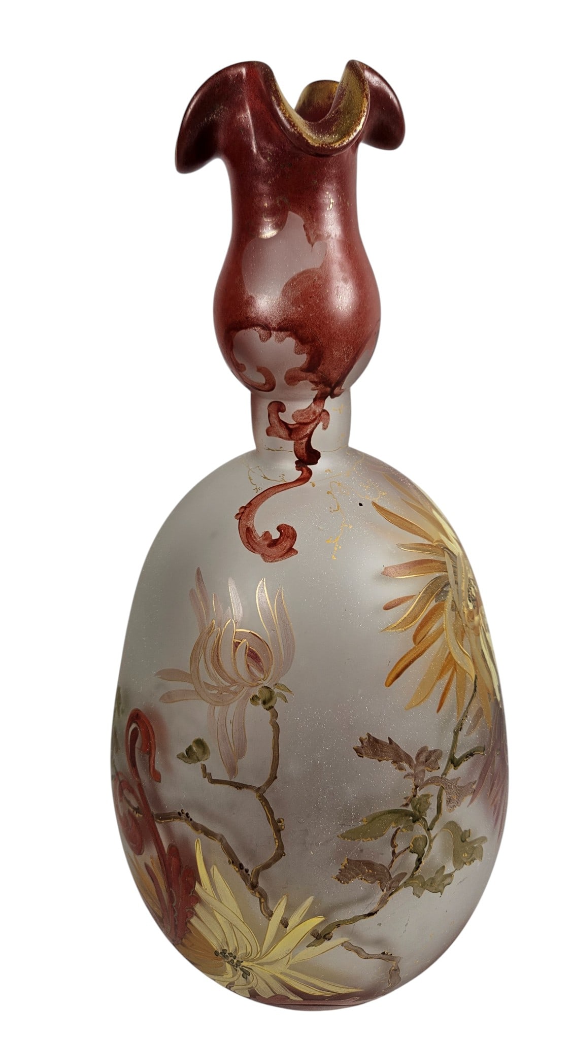 Mt. Washington Glass Company Royal Flemmish Gilt Decorated Satin Glass Vase - 2