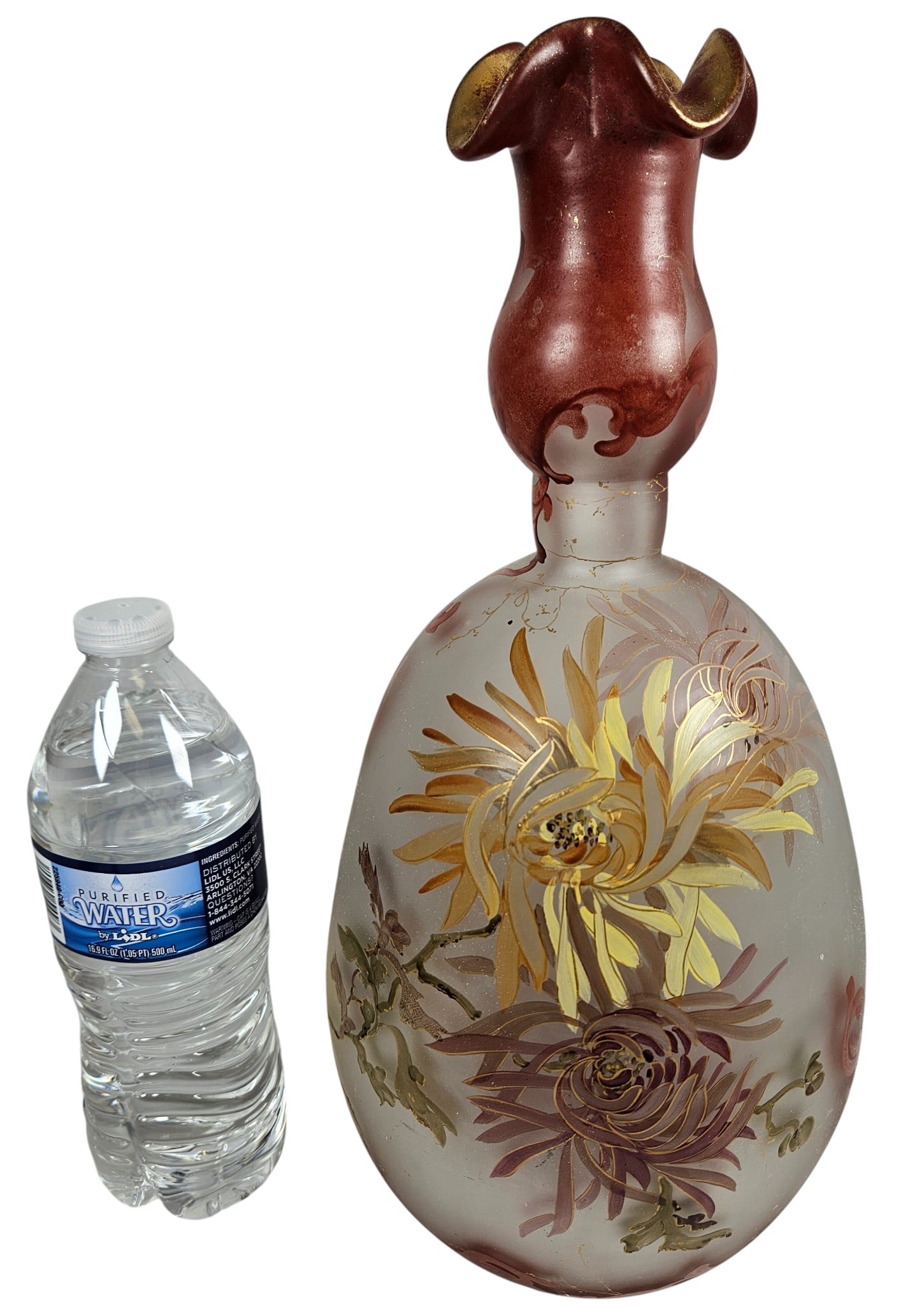 Mt. Washington Glass Company Royal Flemmish Gilt Decorated Satin Glass Vase - 7