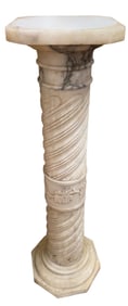 19th Century Carved White Marble Pedestal