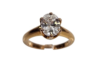 Vintage 14k Yellow Gold & White Sapphire Solitaire Ring size 4.5