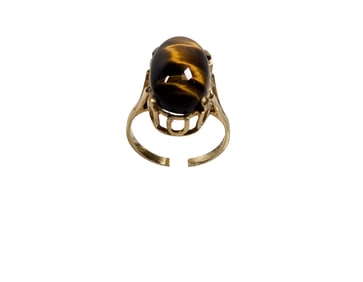 Vintage 9kt Yellow Gold Tigers Eye Ring size 5.5