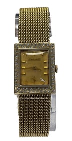 Vintage Mens 14k Yellow Gold & Diamond Longines Wrist Watch