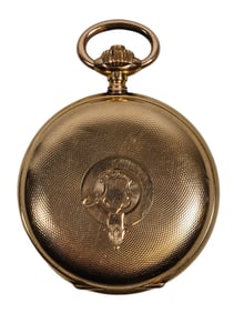 19th Century Alpina 585 14k Yellow Gold Hunter Case Pocket Watch