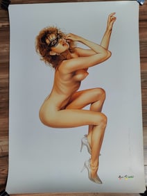 Hajime Sorayama Signed L/E Lithograph # 10 Nude in Mask