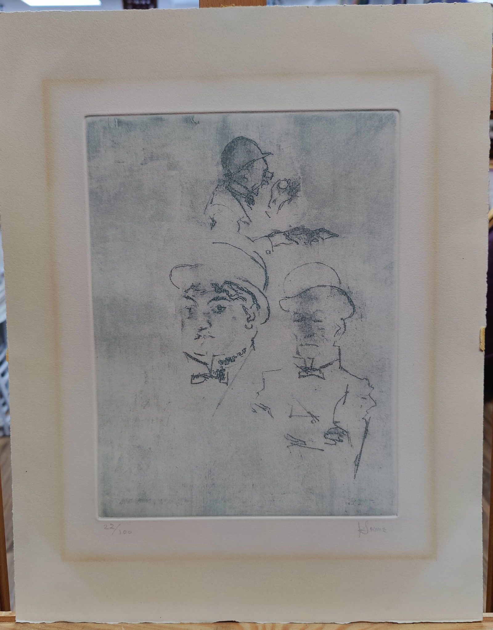 Jack Levine L/E Etching Study Three Men in Hats, c.1950s (1 of 5)
