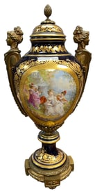 19th Century Sèvres Bronze Mounted Cobalt Urn signed Lebrun