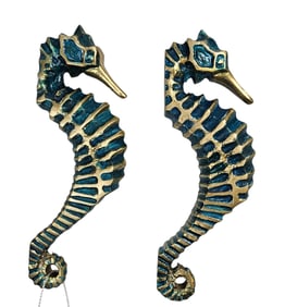 Attb Mendoza Bronze Enameled Seahorses