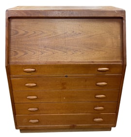 Mid Century Drylund Danish Teak Pull Out Secretary Desk