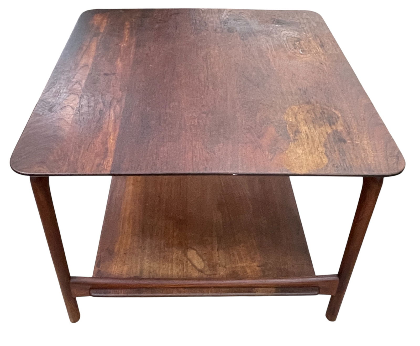 Peter Hvidt & Orla Molgaard-Nielsen for John Stewart Teak End Table: This 1950s vintage original end table is a stunning example of Danish Modern design. Crafted by the renowned Peter Hvidt and built by exceptional artisans at France & Daverkosen in Denmark, this piece