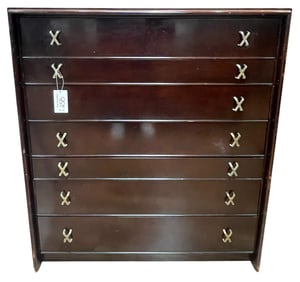 Mid Century Paul Frankl for Johnson X Shaped Nickel Pulls High Chest