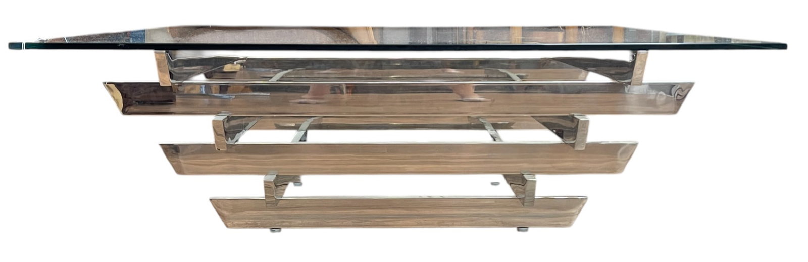 Mid Century David Hicks (1929-1998) Tavolo Scultura Chrome & Glass Coffee Table (1 of 3)