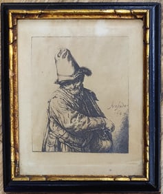 After Adrian van Ostade Engraving Hurdy Gurdy Man