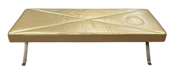 Mid Century Iron Bench with Gold Upholstry