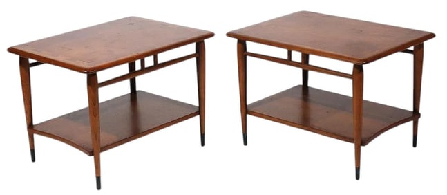 Pair Mid Century Lane Walnut Dovetail End Tables