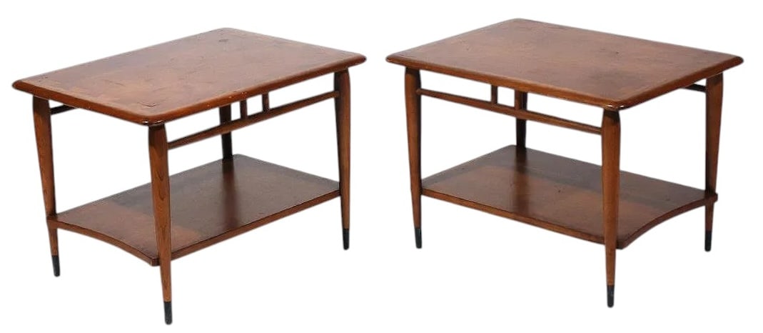 Pair Mid Century Lane Walnut Dovetail End Tables (1 of 3)