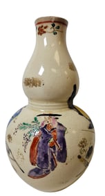 Kangxi Qing Dynasty Chinese Famille Verte Double Gourd Porcelain Vase