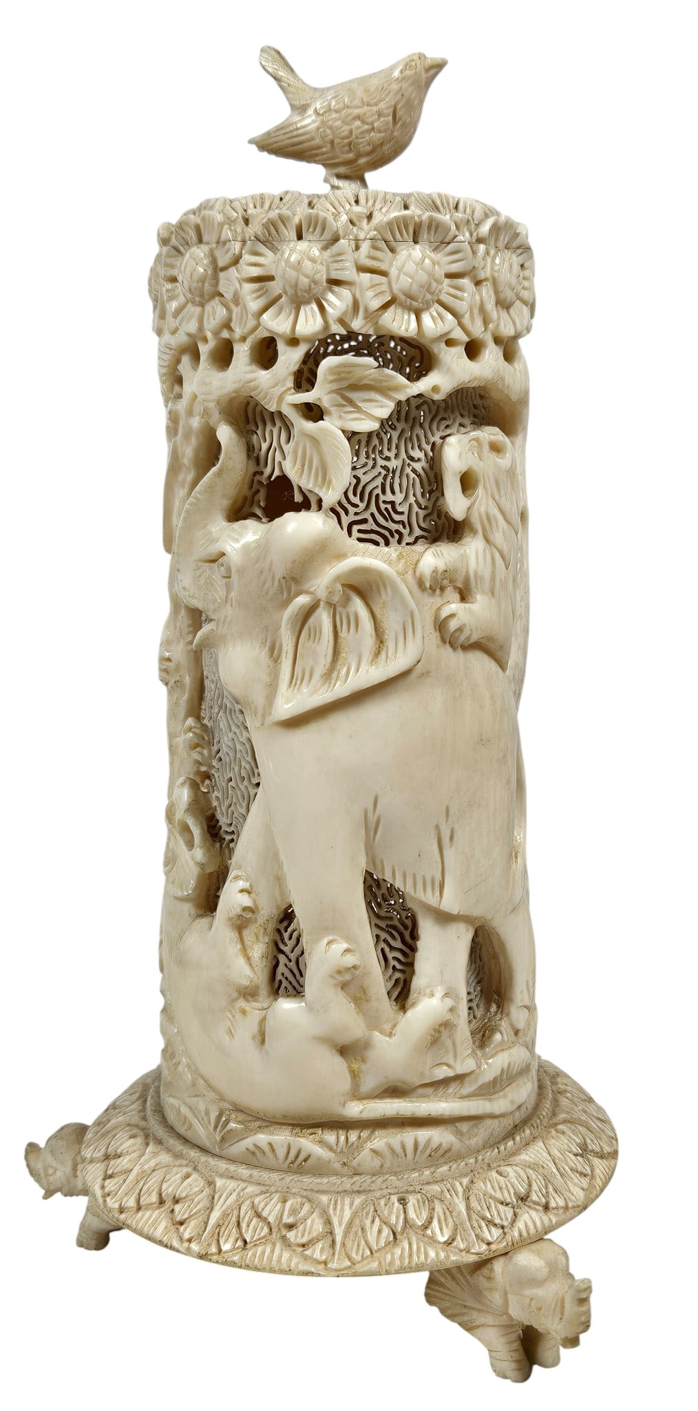 Antique Chinese Carved Table Lamp Elephants (1 of 10)