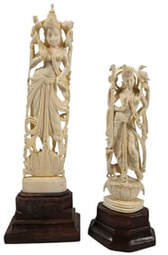 Lot of (2) 19th Century Carved Hindu Goddess Statues