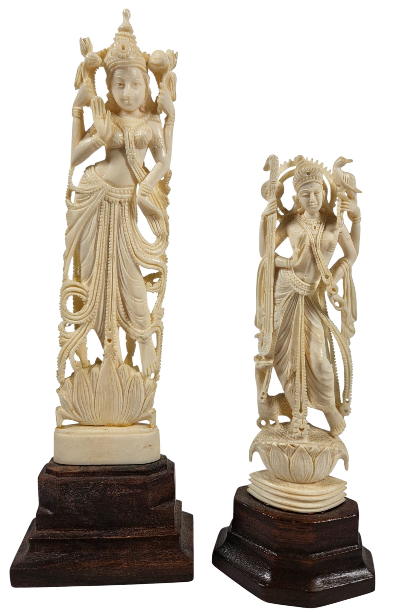 Lot of (2) 19th Century Carved Hindu Goddess Statues (1 of 7)