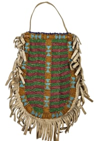c1890 Native American Sioux Leather Beaded Bag
