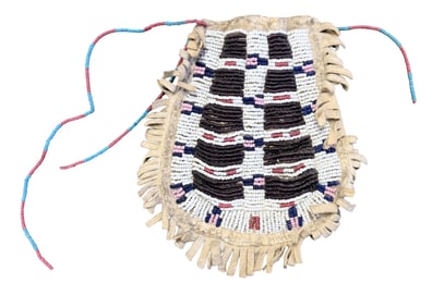 Vintage Native American Sioux Beaded Leather Bag