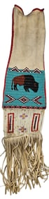 Vintage Sioux Cheyenne River Leather Beaded Pipe Bag
