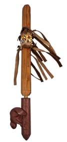 Vintage Native American Sioux Red Catlinite Beaver Pipe & Beaded Stem Chaska