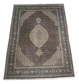Vintage Hand Knotted Tabrizi Mahi Rug