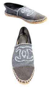 Chanel Blue Logo Denim Espadrilles