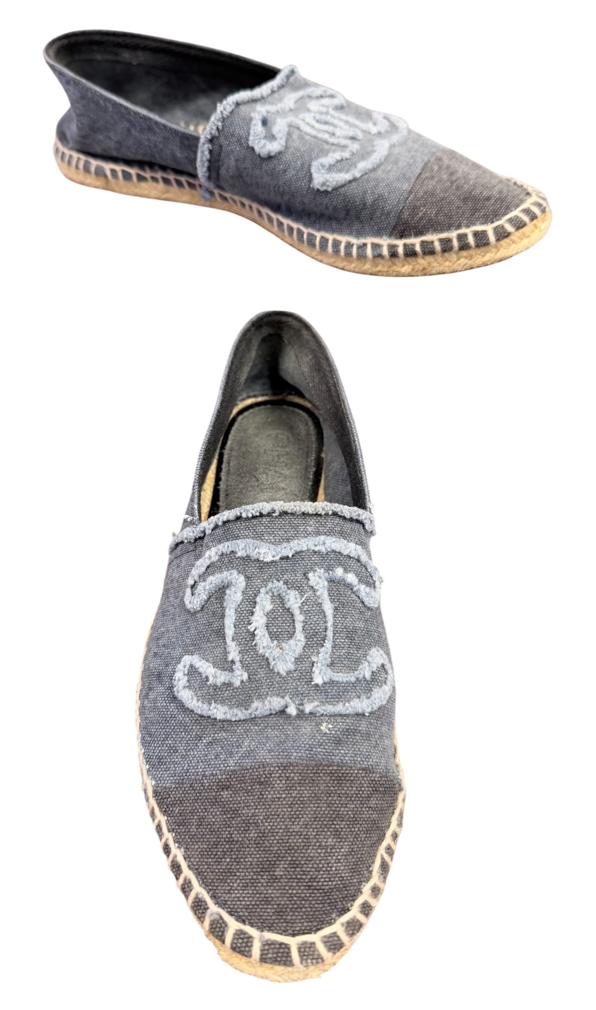 Chanel Blue Logo Denim Espadrilles (1 of 6)