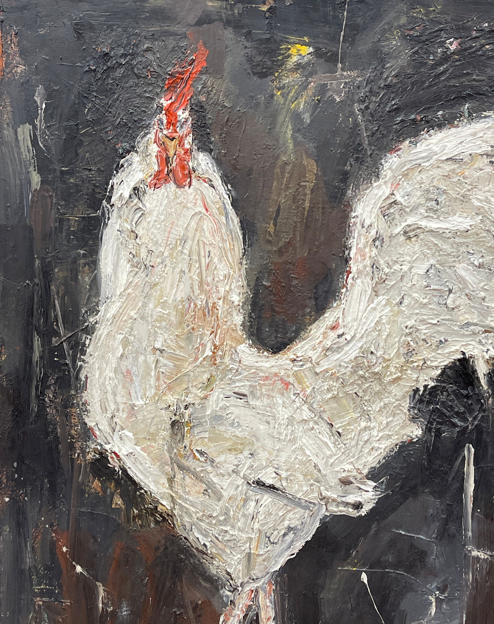 Large Mark Milloff O/C Abstract Rooster & Magic 8 Ball - 2