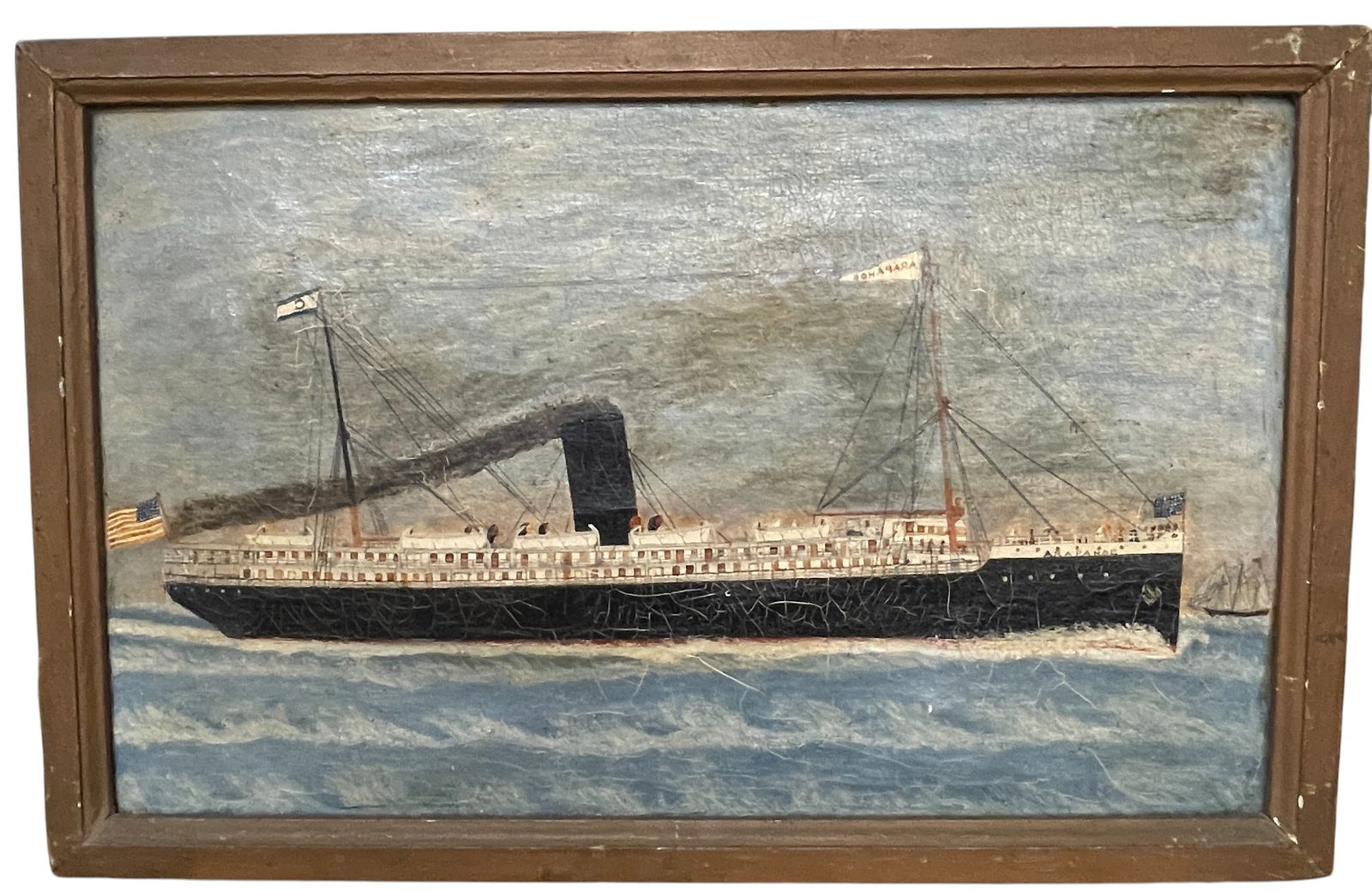 Illegibly Signed Folk Art Primitive Steamship Arapahoe (1 of 5)