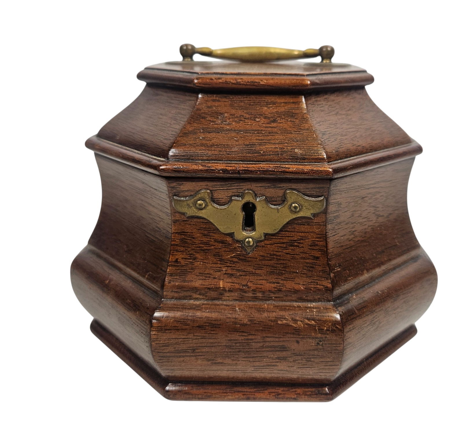 Vintage Kittinger Colonial Williamsburg Mahogany Tea Caddy: No key. Measures 5 inches high x approx 7 inch diameter. Overall good condition, please see photos.