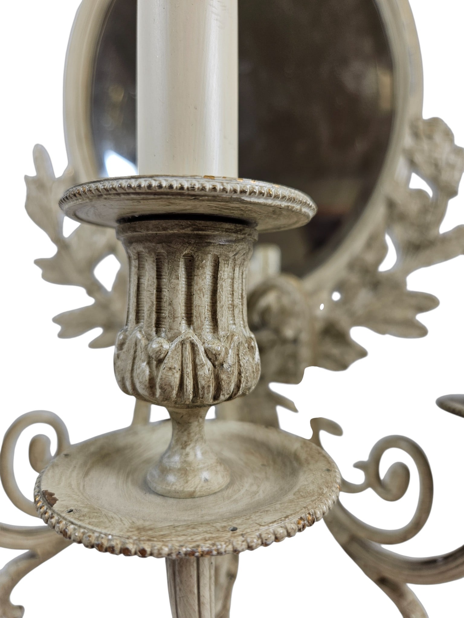 Pair 3 Light Painted Bronze Sconces - 3