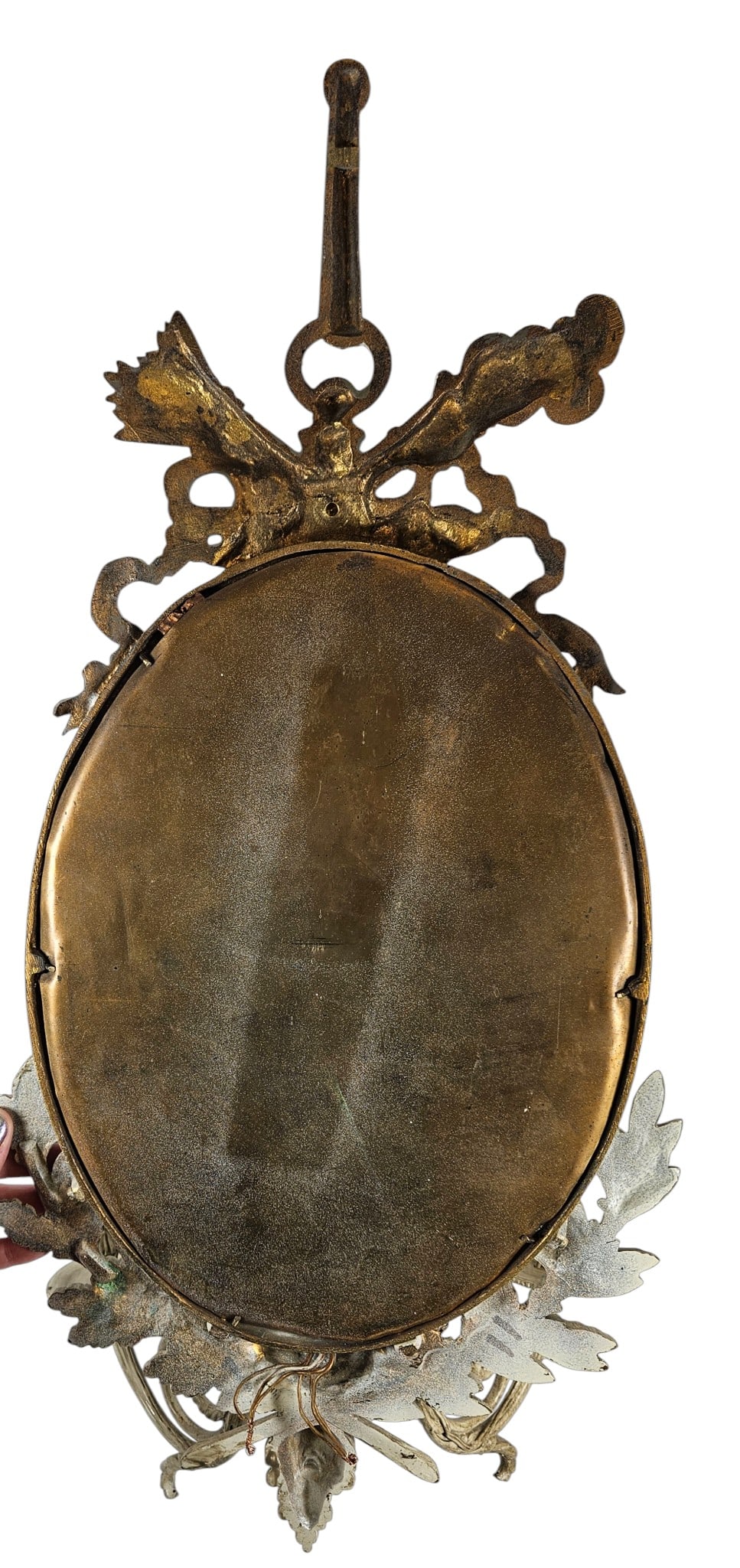 Pair 3 Light Painted Bronze Sconces - 6