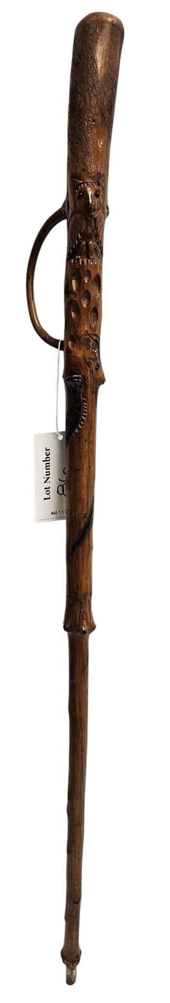 19th Century Folk Art Carved Wood Snake Walking Stick (1 of 5)