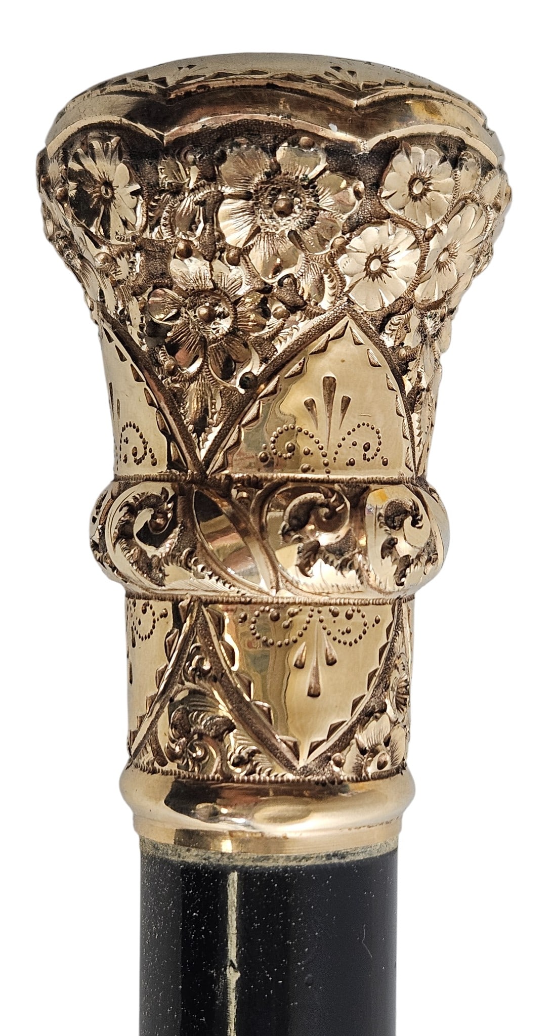 c1900 Presentation Gold Filled Ebonized Walking Stick - 2