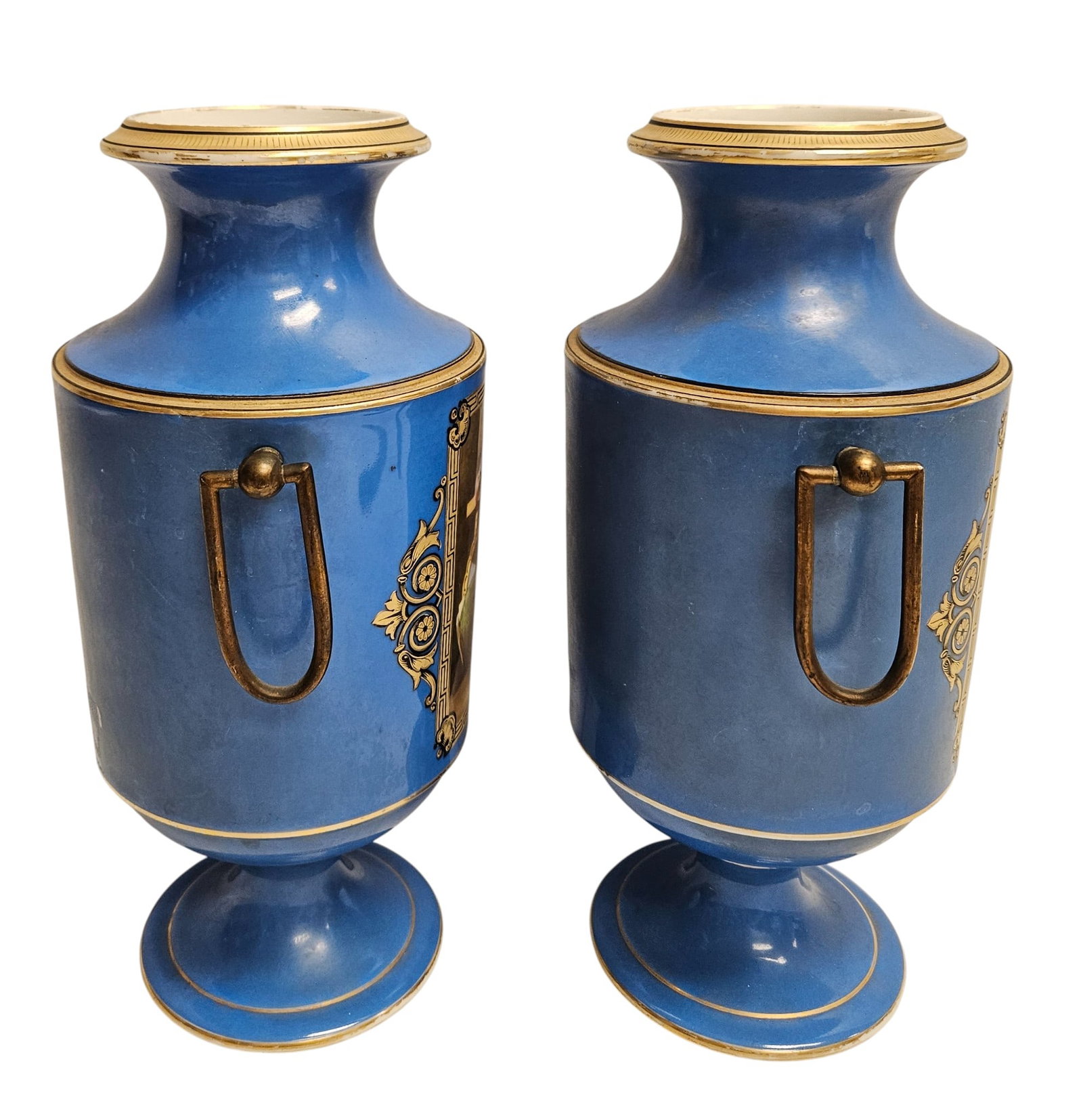 Pair Old Paris Neoclassical Porcelain Vases - 2