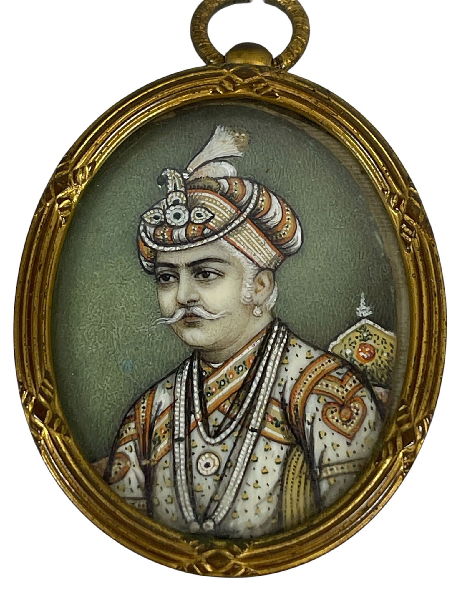 19th Century Portrait Miniature Akbar the Great in John Wanamaker Bronze Frame (1 of 2)
