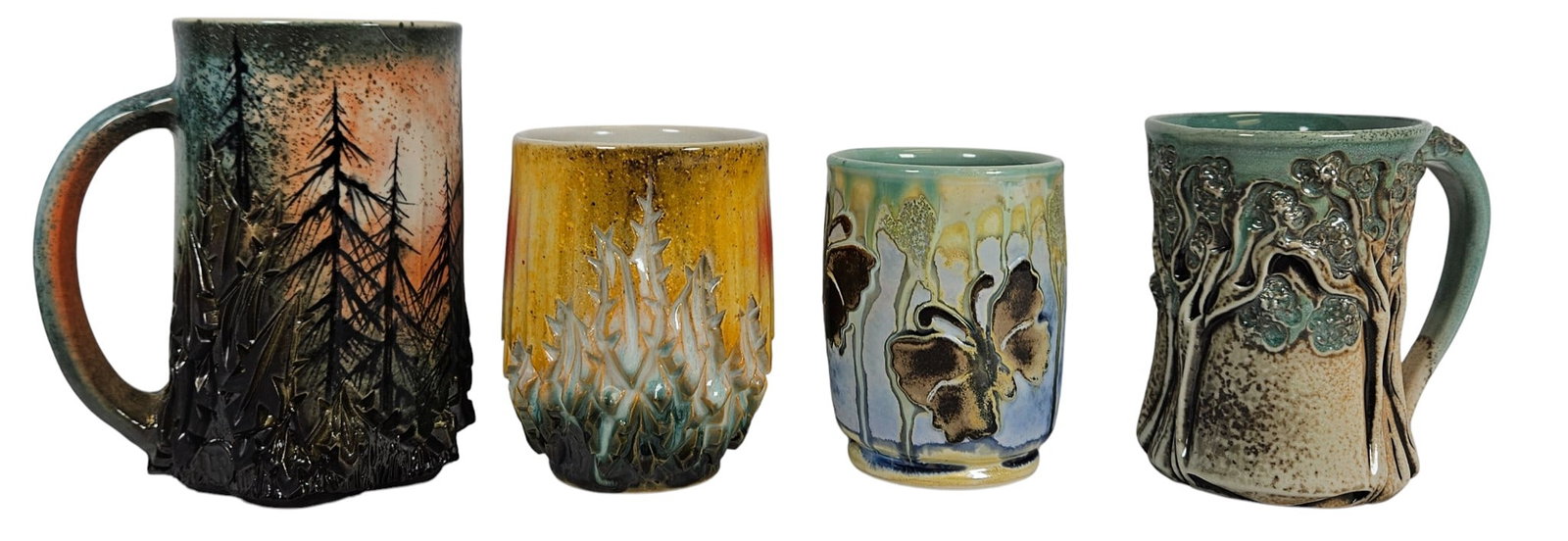 Lot (4) Studio Art Pottery Glasses / Mugs (1 of 9)