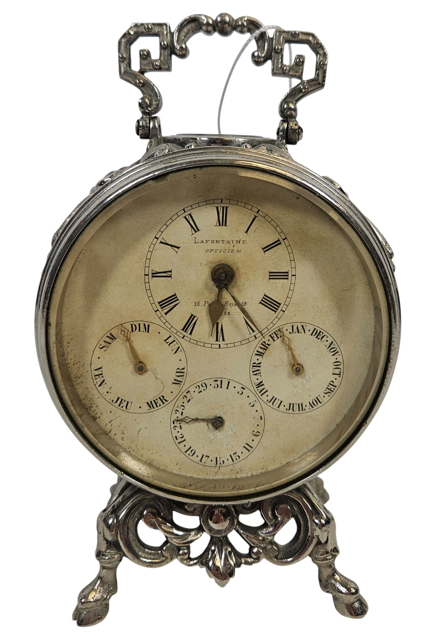 19th Century Silvered Bronze Carriage Clock with Calendar Complication (1 of 7)