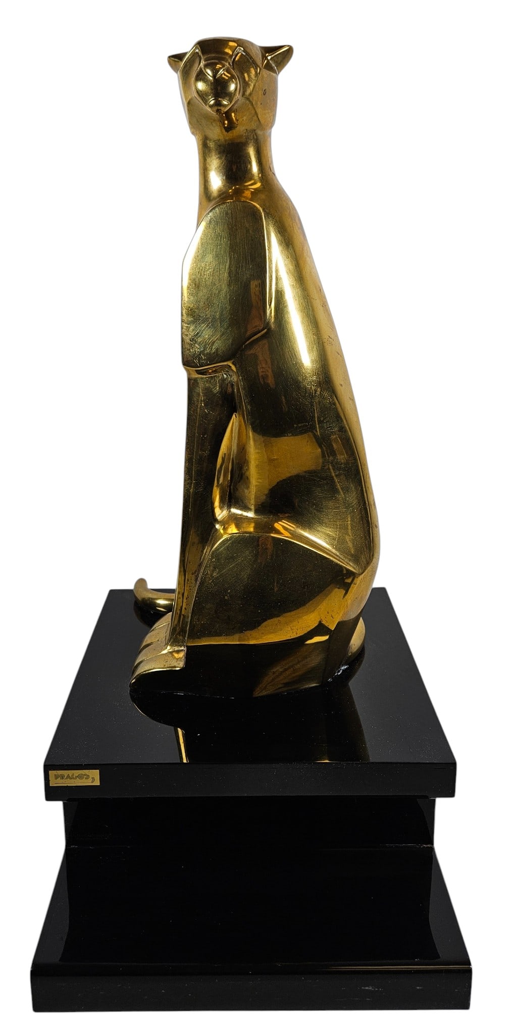 Modernist M. Delo (Italian 20th C.) Brass Cat Sculpture (1 of 7)