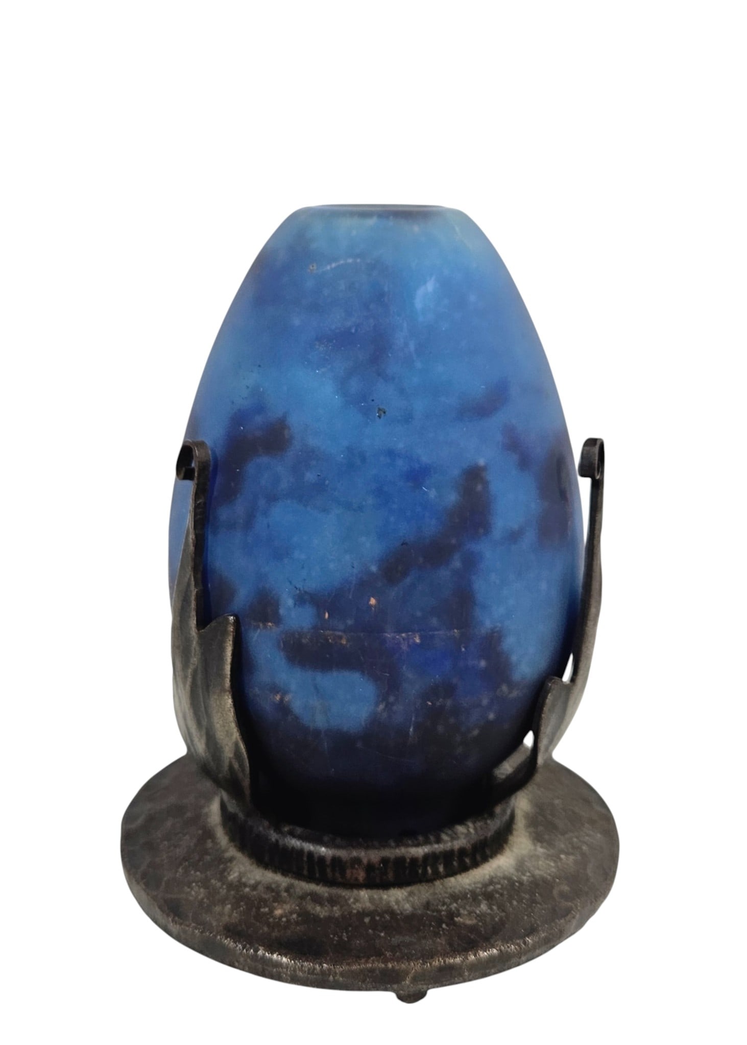 c1920 Robj Paris French Art Deco Art Glass & Wrought Iron Perfume Lamp (1 of 6)