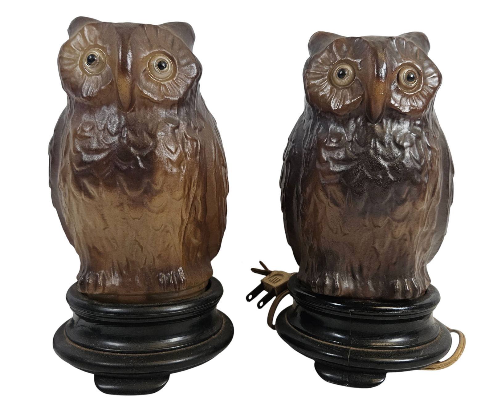 c1940 Pair Tiffin Figural Owl Glass Lamps (1 of 6)