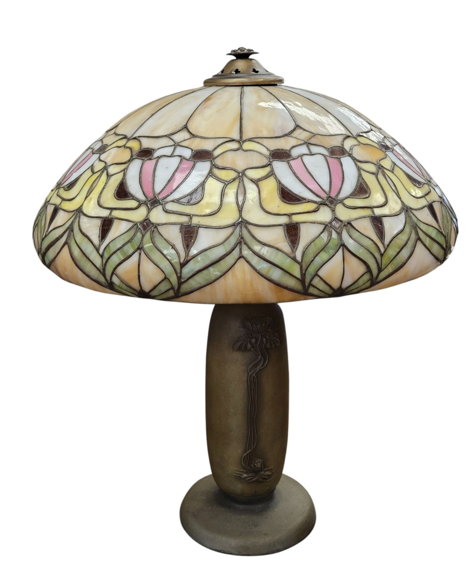 J. A Whaley Art Nouveau Leaded Glass Lamp (1 of 13)